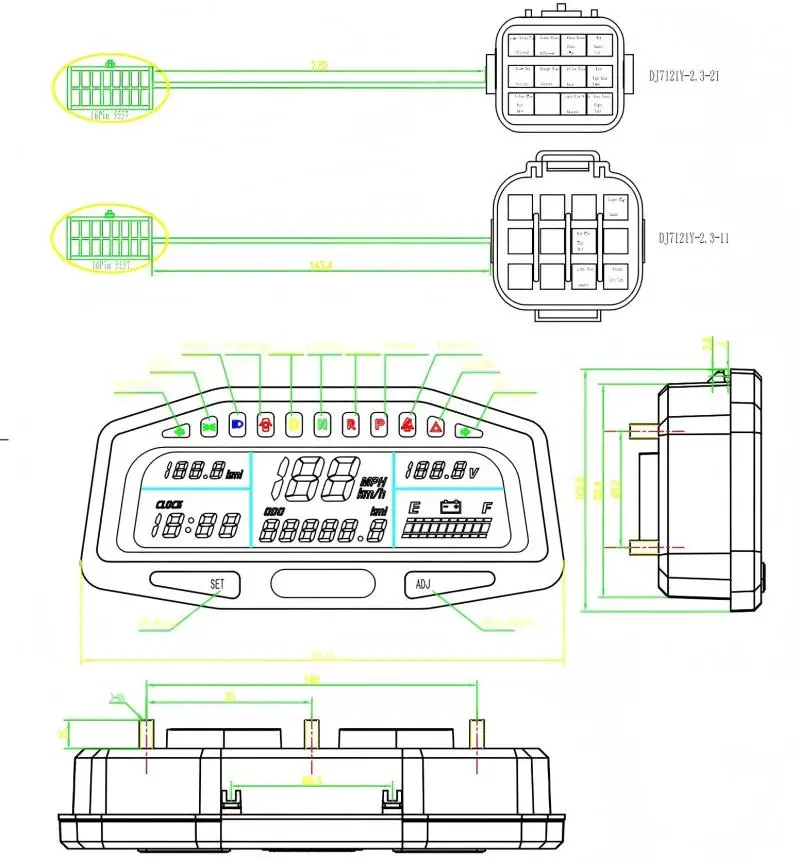 Universal E-car Display X8-E 48v-96v Speedometer Sensor Digital Programmable Electric Speedometer Accessores