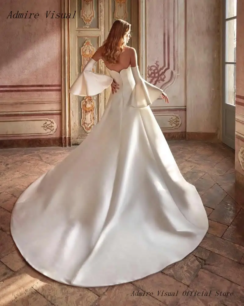 Newest Wedding Dress A-Line Sweetheart Neckline With Detachable Sleeves Customized Bride Gown Vestidos De Novias