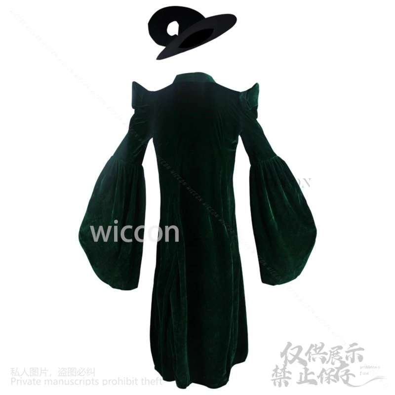 Anime Movie Professor Minerva Cosplay Costume Dark Green Dress Robe Cape Hat Velvet Cosplay Costume Halloween Carnival Suit