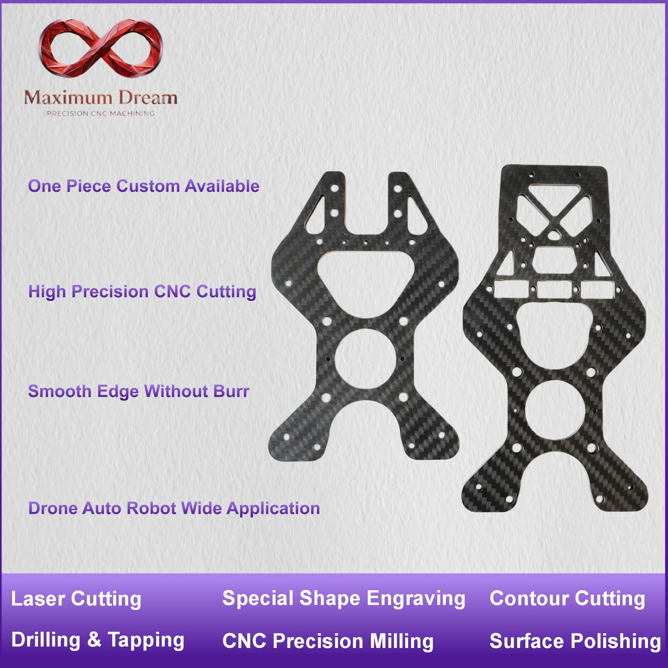 Precision Carbon Fiber Board CNC Machining Custom Cut for Aerospace Motorcycle Hardware