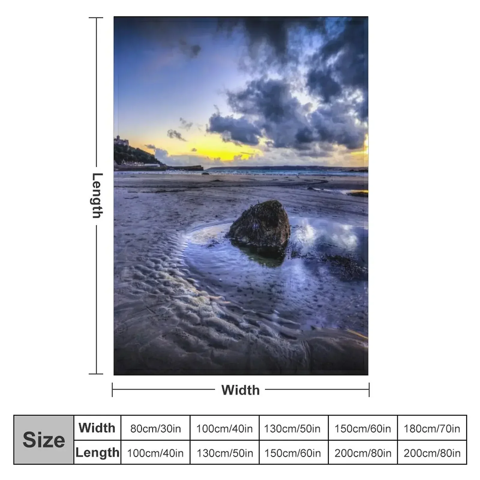 St Michael's Mount Rock Pool, Cornwall Throw Blanket couch cozy soft plush fuzzy picnic outdoor blanket
