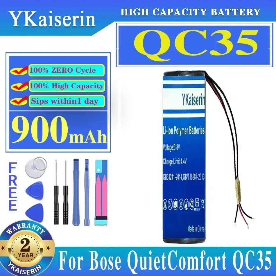 YKaiserin Replacement Battery for Bose For QuietComfort QC35 II 45 QC45 Accumulator 3-wire 750mAh/900mAh Li-Polymer Batteria