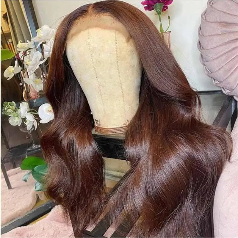 

Soft Brown Preplucked 28'' Glueless Body Wave 5x5 Silk Base Jewish Human Hair Wig With Baby Hair HD Lace European Hair Daily Wig