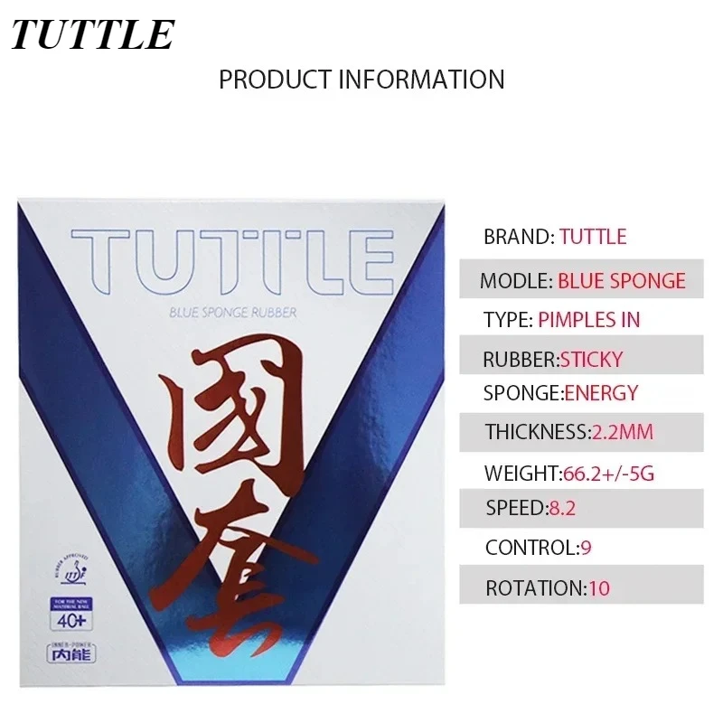 TUTTLE Blue Sponge Table Tennis Rubber Pimples-in Fast Attack High Density Ping Pong Racket Rubber Sponge With ITTF Approved