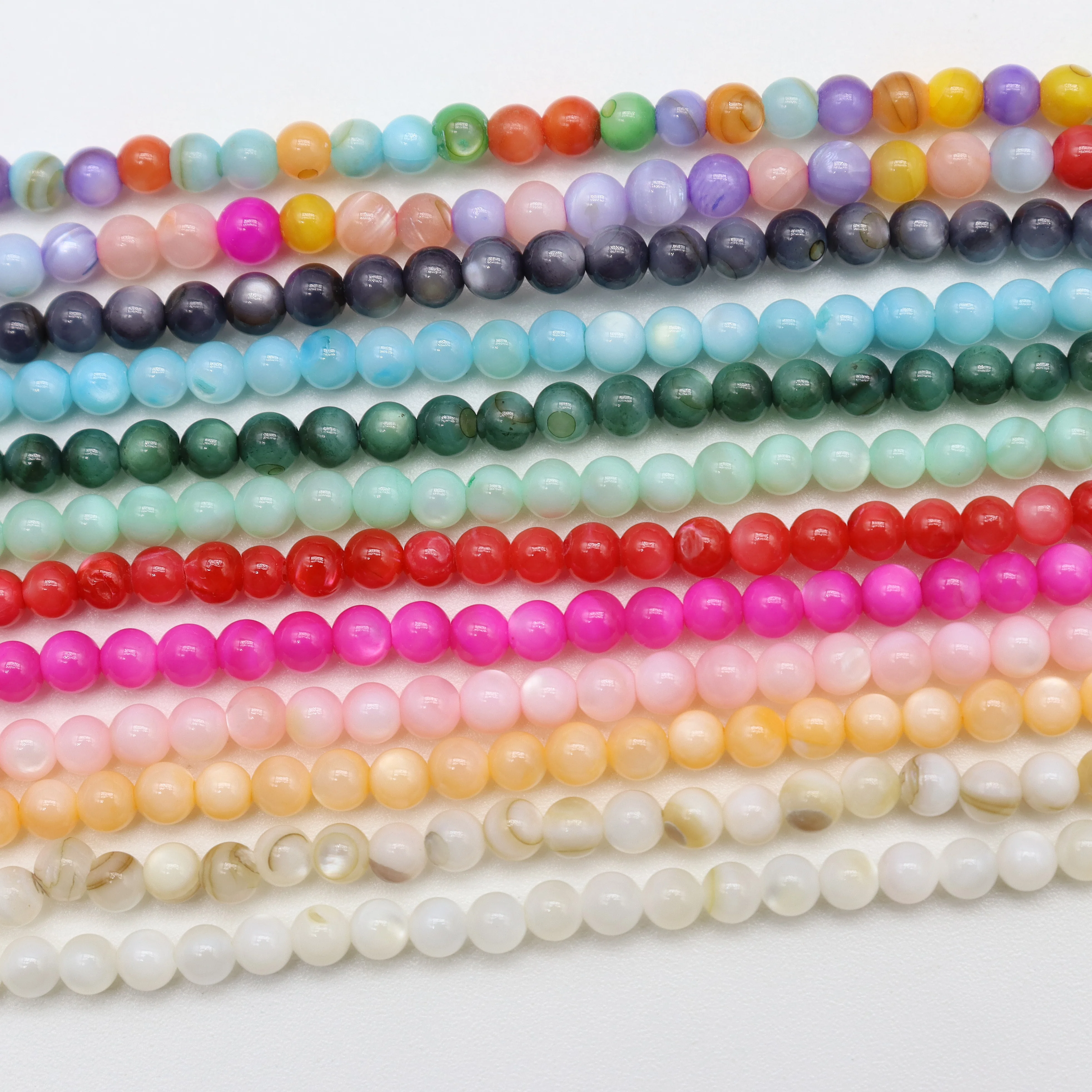 Natural Stone Fresh Water Shell Beads Round Dyed Loose Spacing Nacre Shell Beads Used To Make DIY Necklace Handmade Accessories