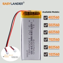 JST 1.5mm 2Pin 3.7V 1500mAh 102560 402560 502560 702560 602560 802560 Lithium Polymer Li-Po li ion Rechargeable Battery