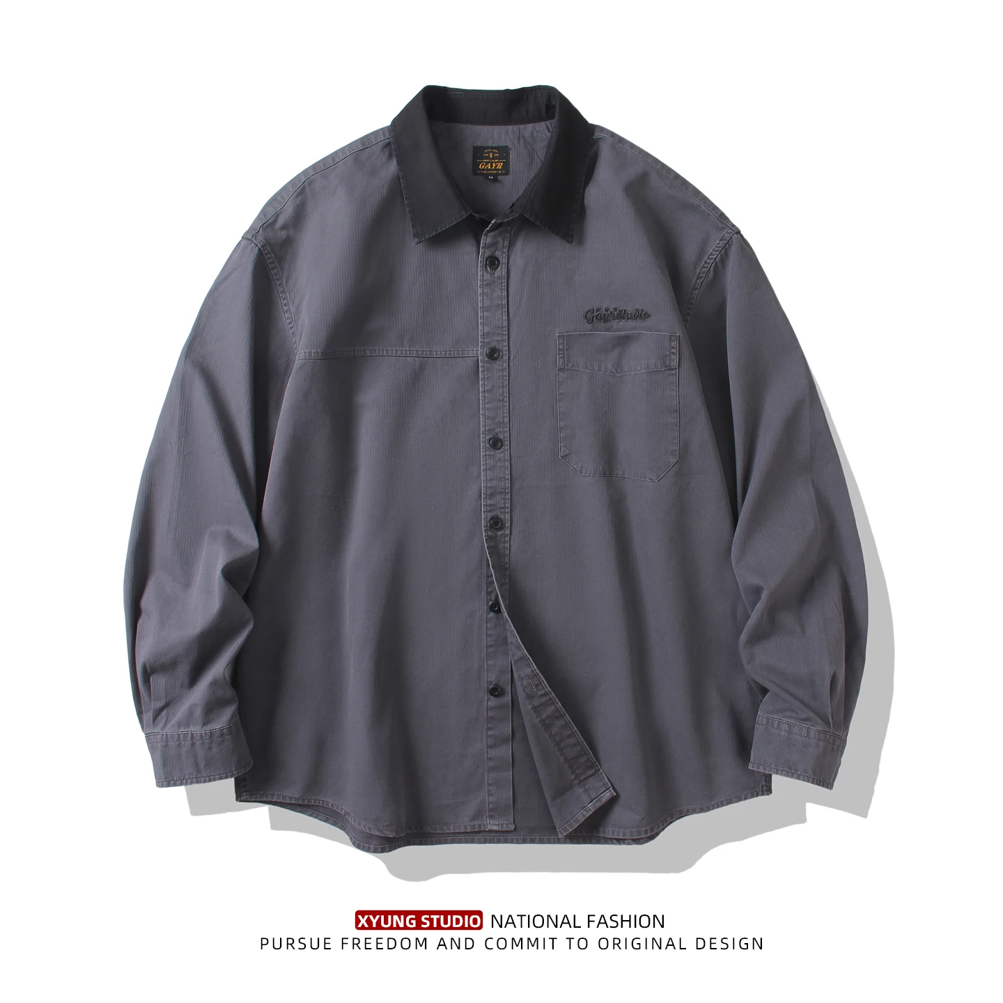 

Мужская повседневная универсальная рубашка свободного кроя в американском ретро-стиле с воротником, длинным рукавом, в японском стиле, модная, из хлопка, для прогулок