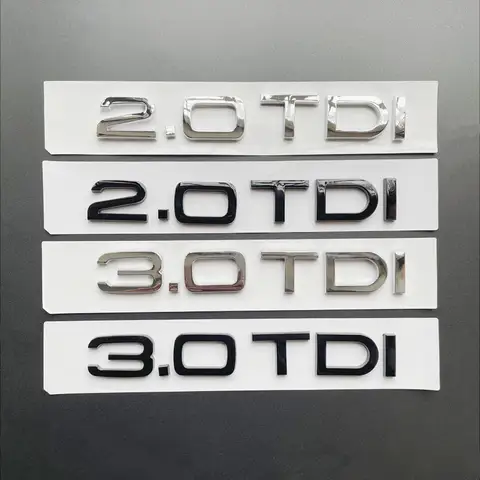 3D ABS 크롬 블랙 2.0 TDI 3.0 TDI 문자 후면 부츠 트렁크 로고 배지 엠블럼 스티커 데칼 For Audi A3 A4 A5 A6 Q3 Q5 Q7 S7
