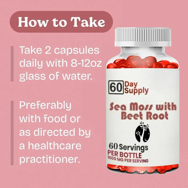 Natural Seaweed Beetroot Capsules - High Quality Multivitamin Supplements Support Immune Joint Health Support 60 Capsules