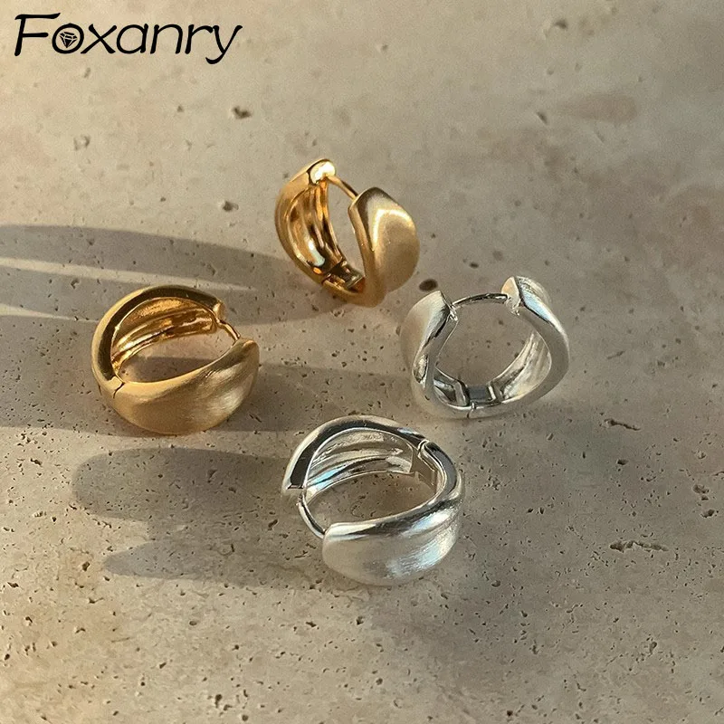 Foxanry Scrub Hoop Earrings For Women Couple Minimalist Classic New Trendy Personality Prevent Allergy Party Jewelry Accessories