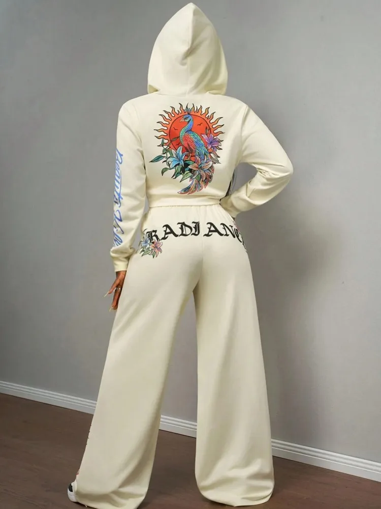 Set da donna da 2 pezzi 2025 Nuovo arrivo Autunno Inverno Set coordinati Set da due pezzi Top e pantaloni a gamba larga Abiti Abiti Abbigliamento