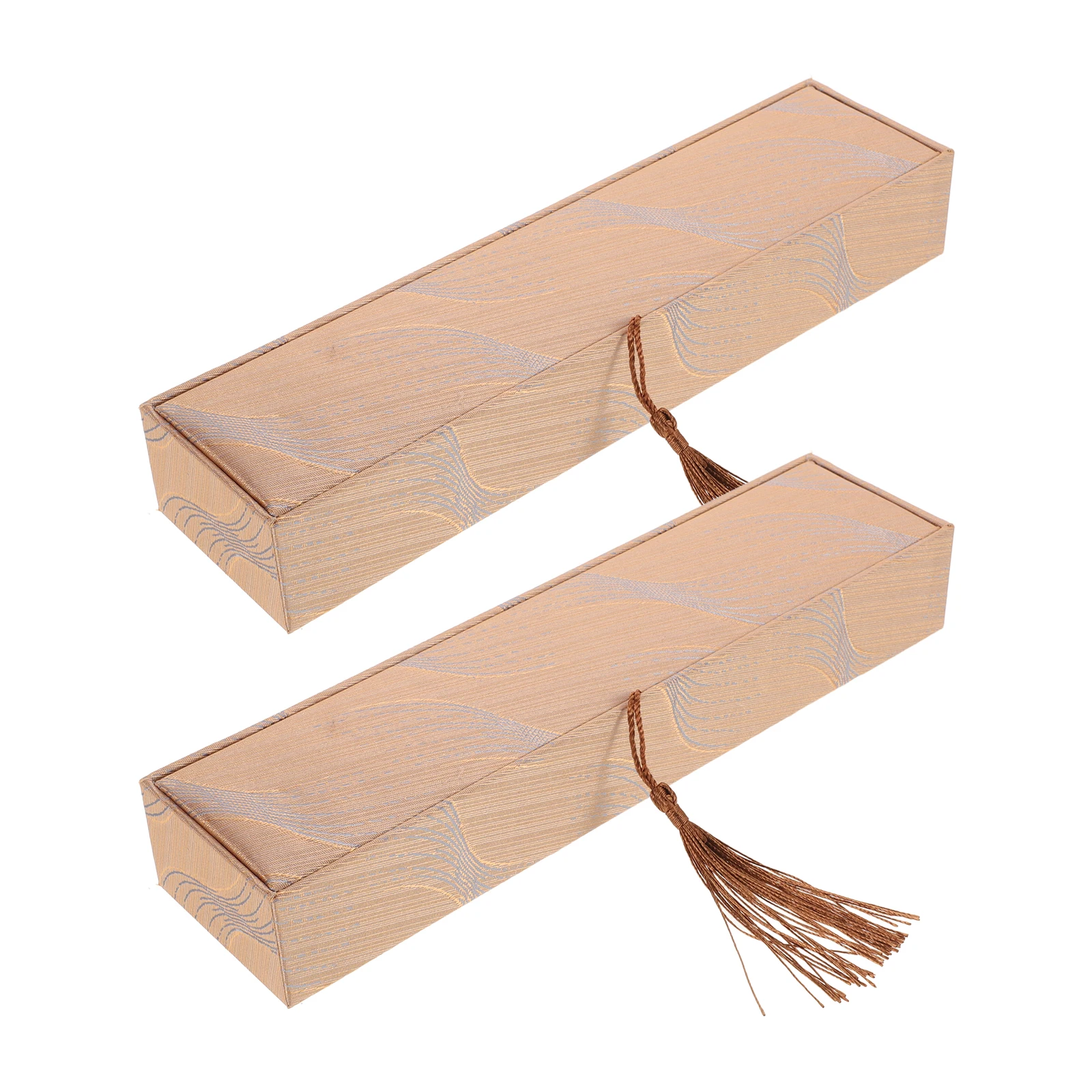 

2PCS Jewelry Box Vintage Chinese Tassel Rectangle Necklace Case Paper Boxes Rings Pendants Travel Gift 24x6x35cm Golden
