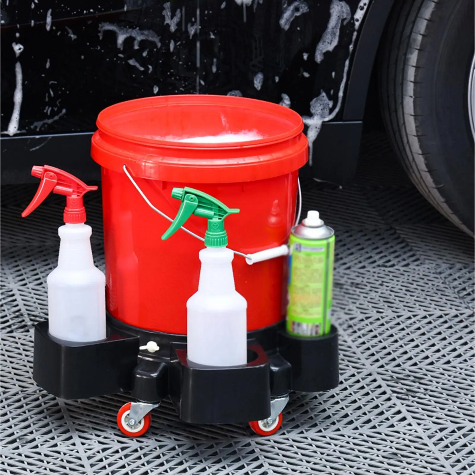 Rolling Base Bucket Trolly Durable PP Five Wheel Car Wash Dolly Mobile Cleaning Storage for Garage and Shop Rolling Base Bucket Trolly Durable PP Five Wheel Car Wash Dolly Mobile Cleaning Storage for Garage and Shop
