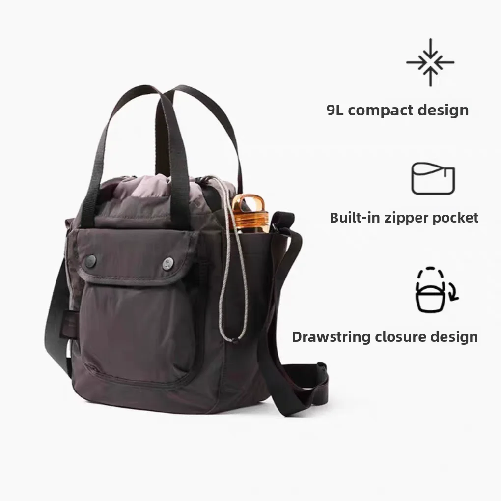 Lightweight Waterproof Unisex Drawstring Bucket Bag 9L Casual Crossbody Shoulder Handbag British Style Pure Color Young People image 3