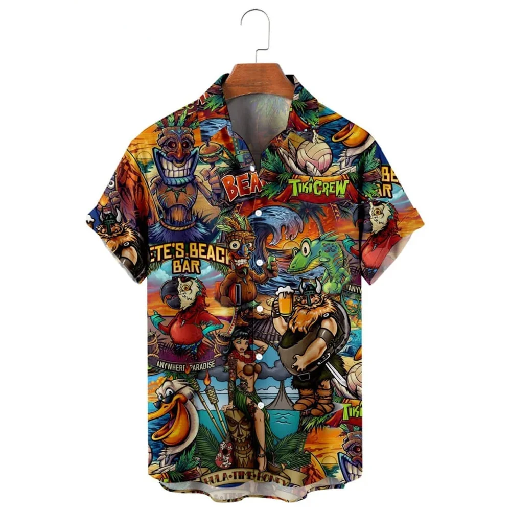 2025 Summer Men's Hawaiian Shirt Movie Figures Horror Vintage Shirt Street Clothing 3d Printed Men's Shirt Vintage Men
