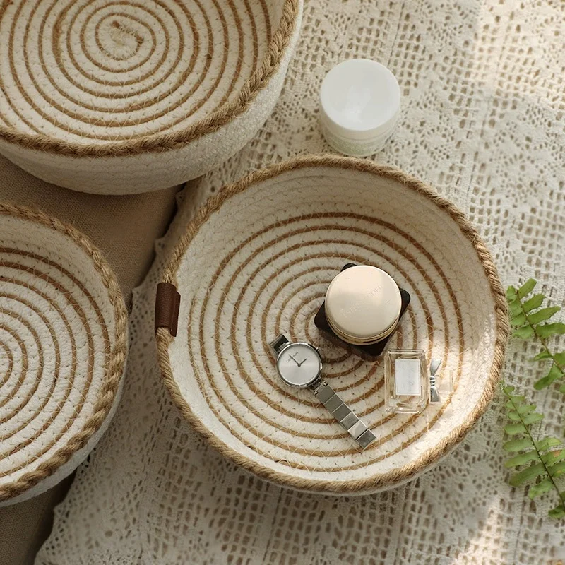 Woven storage basket Home round large storage box sundries storage basket Creative perfume cotton yarn storage basket