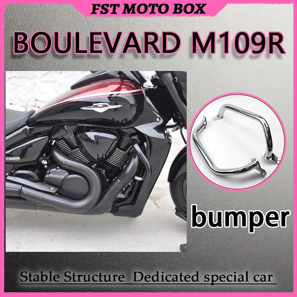 FOR BOULEVARD M109R High-Strength Anti-Collision Front Bumper Full-Wrap Split Design Thickened Reinforced Frame Enhanced Protect