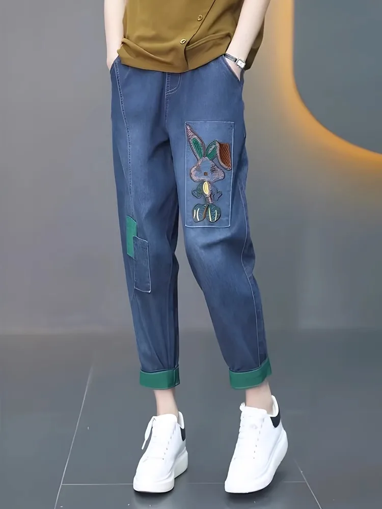 

Женские джинсовые джинсы Harlan, новинка 2025, осенние тонкие дизайнерские брюки-морковки Sensation, маленькие размеры, джинсы с девятью очками l на талии