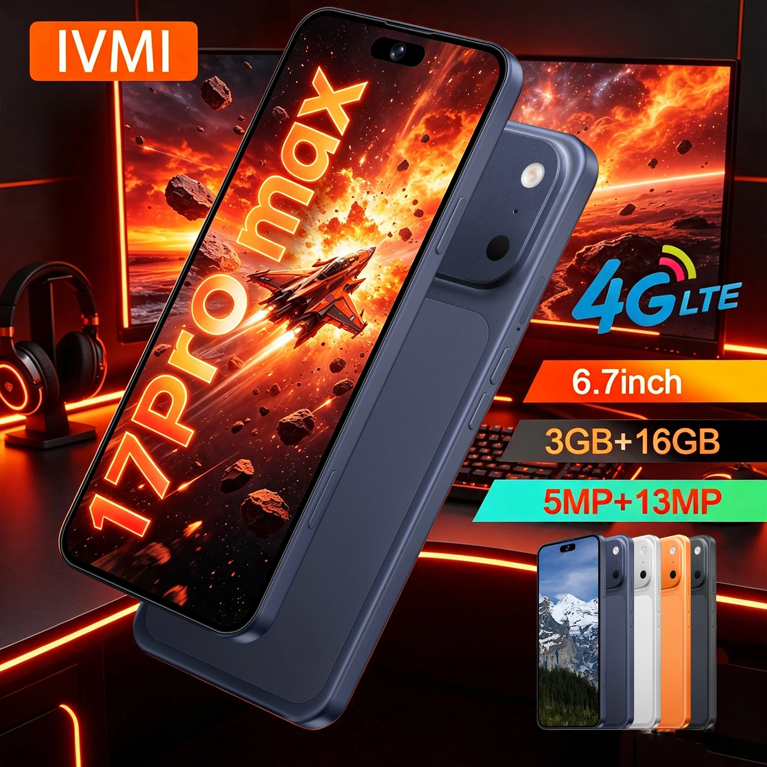 IVMI Global 17 Pro Max 3GB+16GB Smartphone 6.7-inch 5 MP+13 Megapixel Camera Bluetooth Wi-Fi Google-supported Mobile Phone