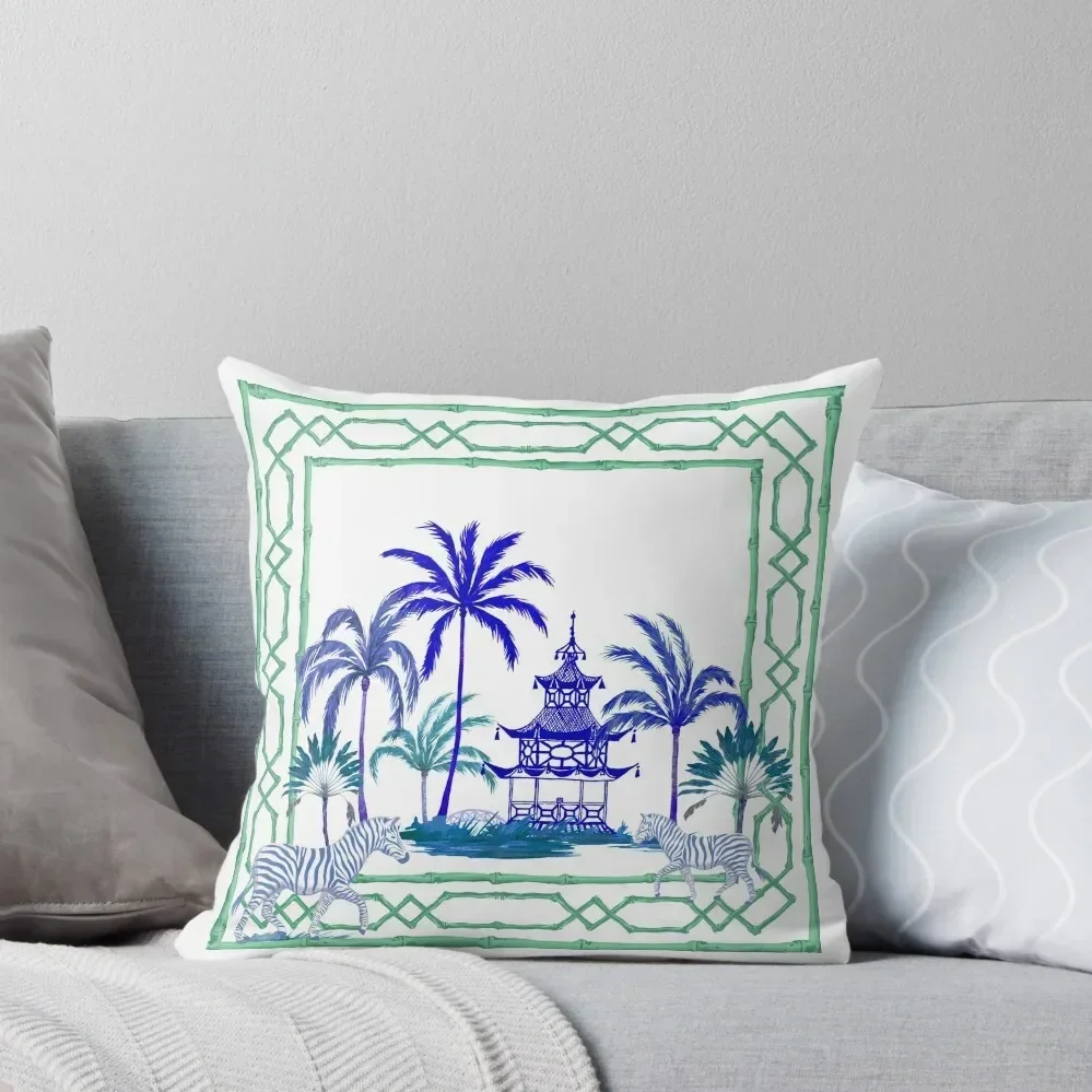 

Fretwork Chinoiserie pagoda toile Throw Pillow Luxury Cushion Cover Cushions For Sofa pillow