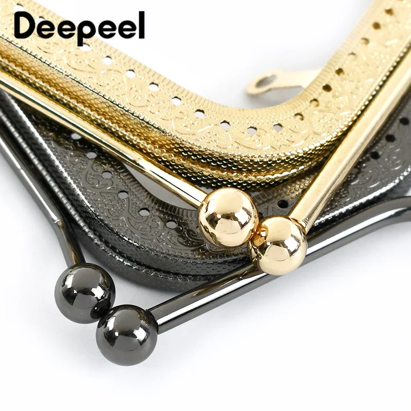 1/2/3Pcs Deepeel 20.5/27cm Metal Wallet Frame Embossed Hand Pull Parts Purse Bag Handle Kiss Clasp Lock DIY Hardware Accessories