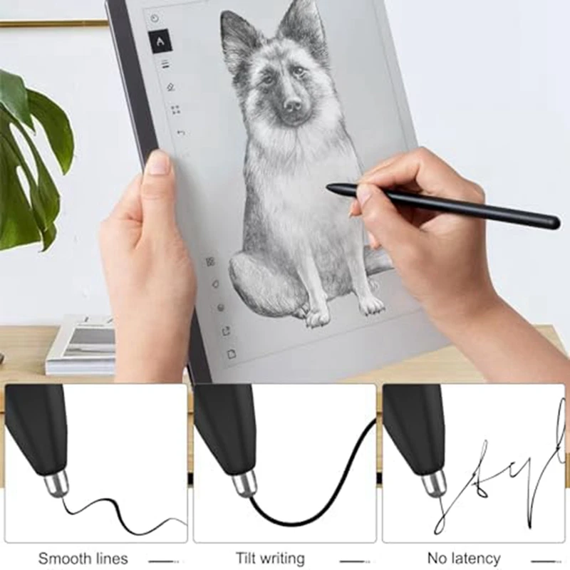 أطراف أقلام بديلة من التيتانيوم بدون ارتداء، 2 ناعمة ودقيقة، مع أداة تركيب، قلم عالمي، قلم رقمي، متين