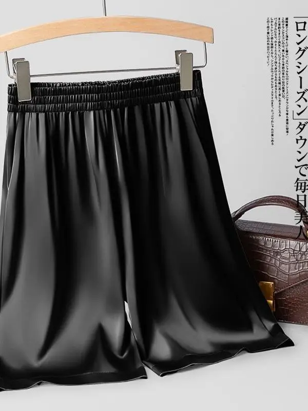 

Extra Large Size Ice Silk Drapey Wide Leg Short Pants Women's Casual Loose Summer Sport Five-Quarter Length Trousers