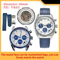 44mm VK63 watch case suitable for VK63 movement assembly, luminous multi-function dial, custom logo