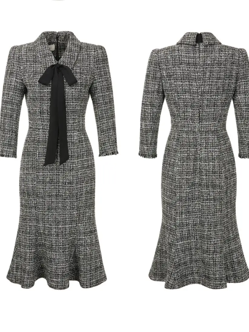 2025年春 エレガントな花柄テフタドレス、蝶結びベルトとフィッシュテールスカート付きロングドレス、レディースファッションドレス