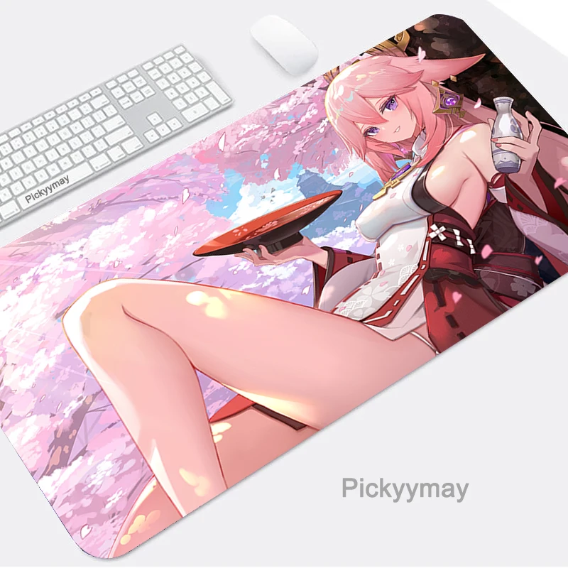 

Yae Miko Mouse Pad Gaming Keyboard Mausepad Pc Gamer Desk Mat Anime Sexy Mause Teclado Rug Mousepad Genshin Impact Accessories