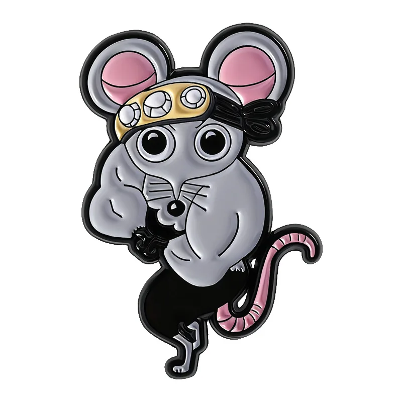 Cute Quirky Muscle Mouse Brooch Cartoon Creative Badge Clothing Bag Personalized Accessories Pins for Backpacks Badges Metal