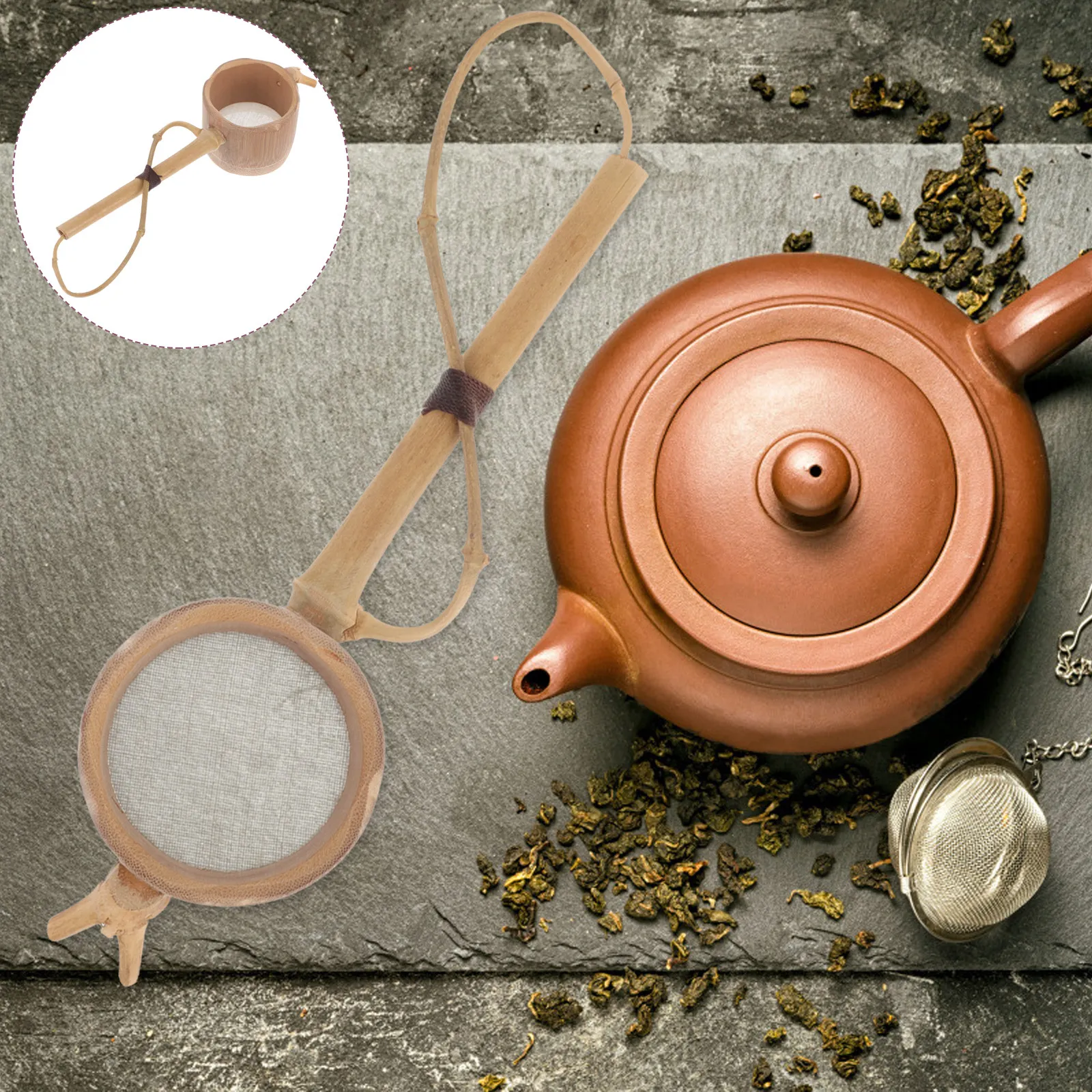 Colador de Té de Bambú Resistente con Malla Ultrafina para una Infusión sin Residuos, Ideal para Tés Verdes y Oolong