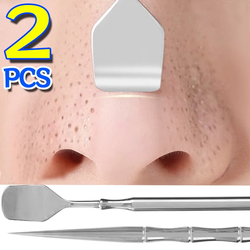 Double Head Blackhead Remover Scraper Acne Needles Stainless Steel Face Squeezing Pimple Blemish Cleaning Treatment Care Tools