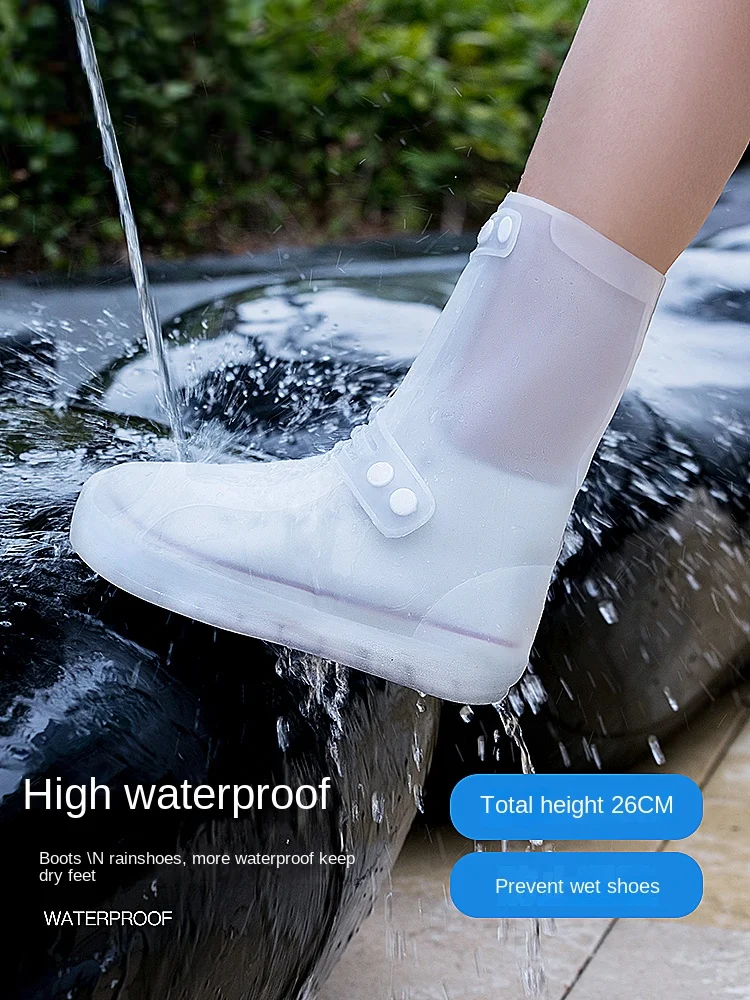 Rain Boots Men's and Women's Waterproof Rain Boots Shoe Cover Non-Slip Thickening and Wear-Resistant Children's Silicone Shoe