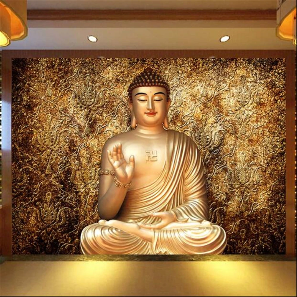 custom India Sakyamuni Buddha Guanyin Bodhisattva religion photo wallpaper wall covering backdrop wallpaper mural 3D wall paper