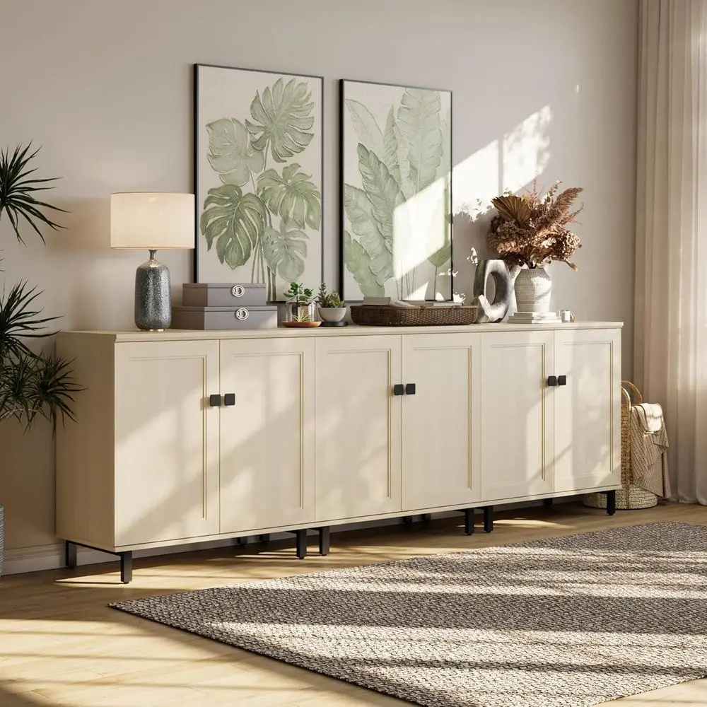 

Тумба-комод 3-в-1 регулируемая для кухни, кофейной зоны, гостиной - бежевый