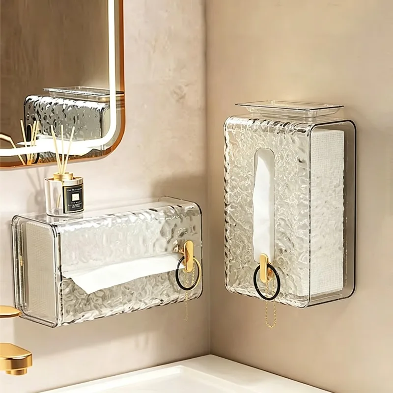 1PC Glacier Pattern Tissue Box Wall Mount Napkin Holder Household Storage Box for Kitchen Facial Towel and Paper Organizer