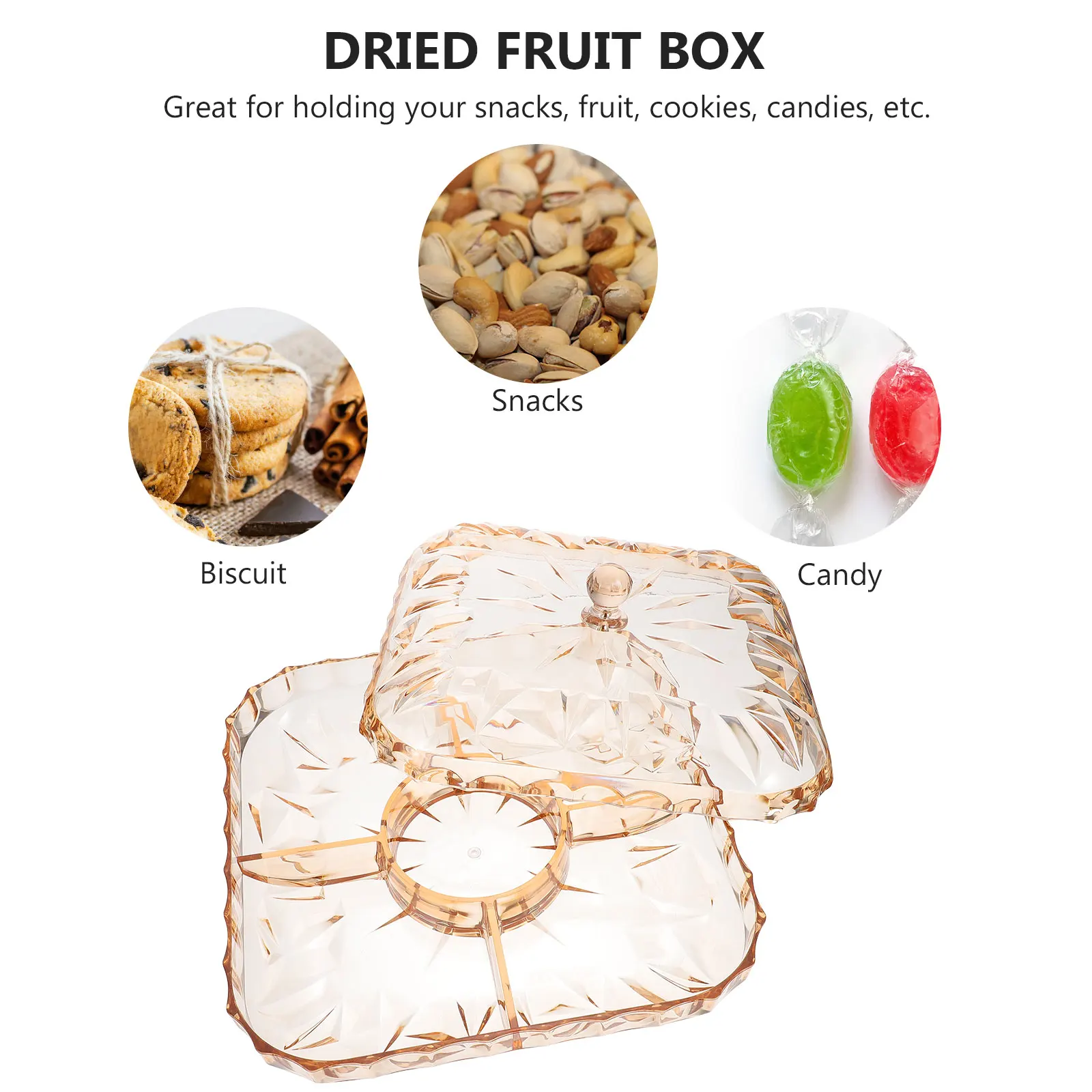 

Plastic Snack Storage With Lid Compartment Dried Fruit Container Decorative Candy Box Party Snack Serving Case European