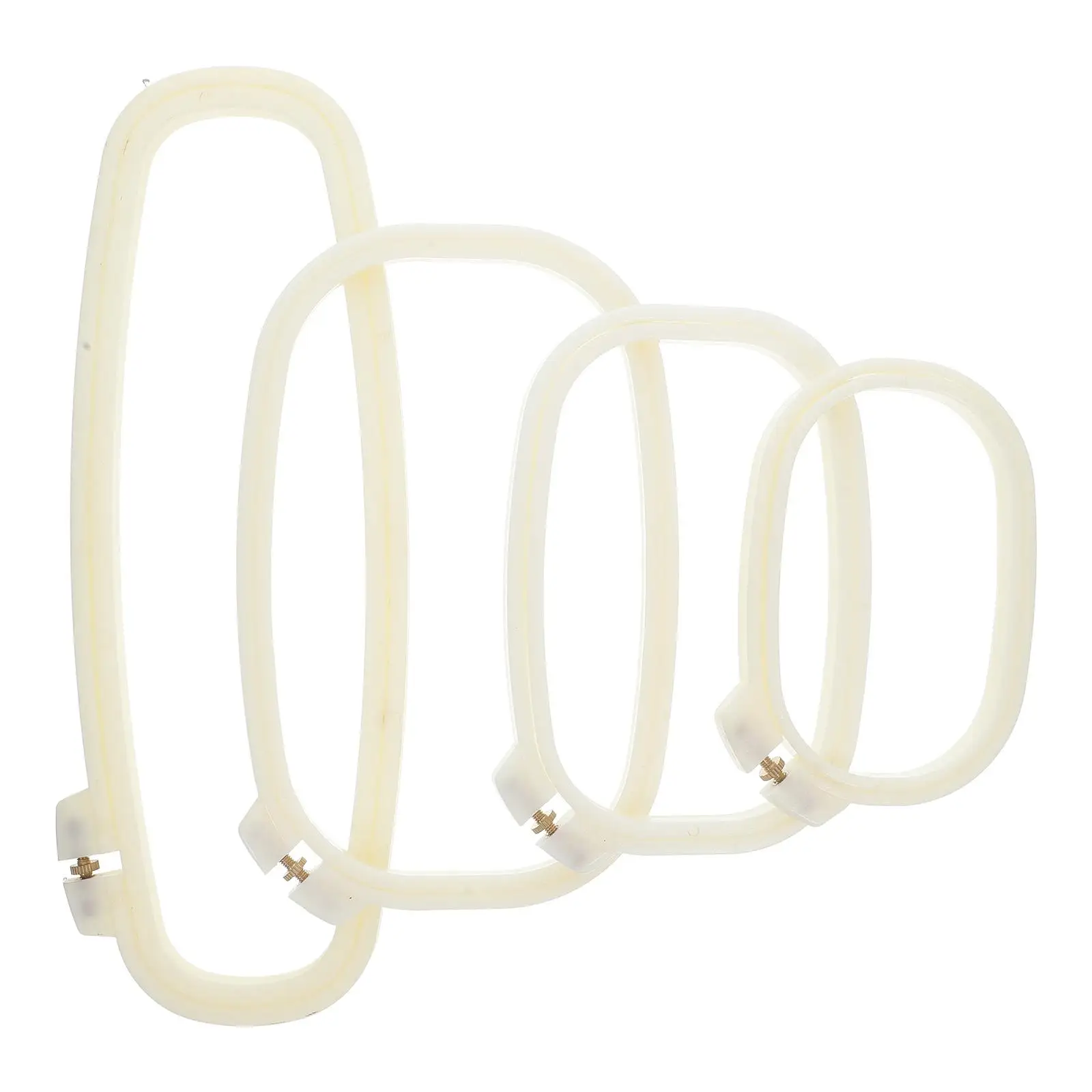 

4 Pcs Beige Embroidery Hoop Plastic Square Frames Cross Stitch Supplies Needlework Embroidery Hoops 6 Inch 12 Inch Oval For