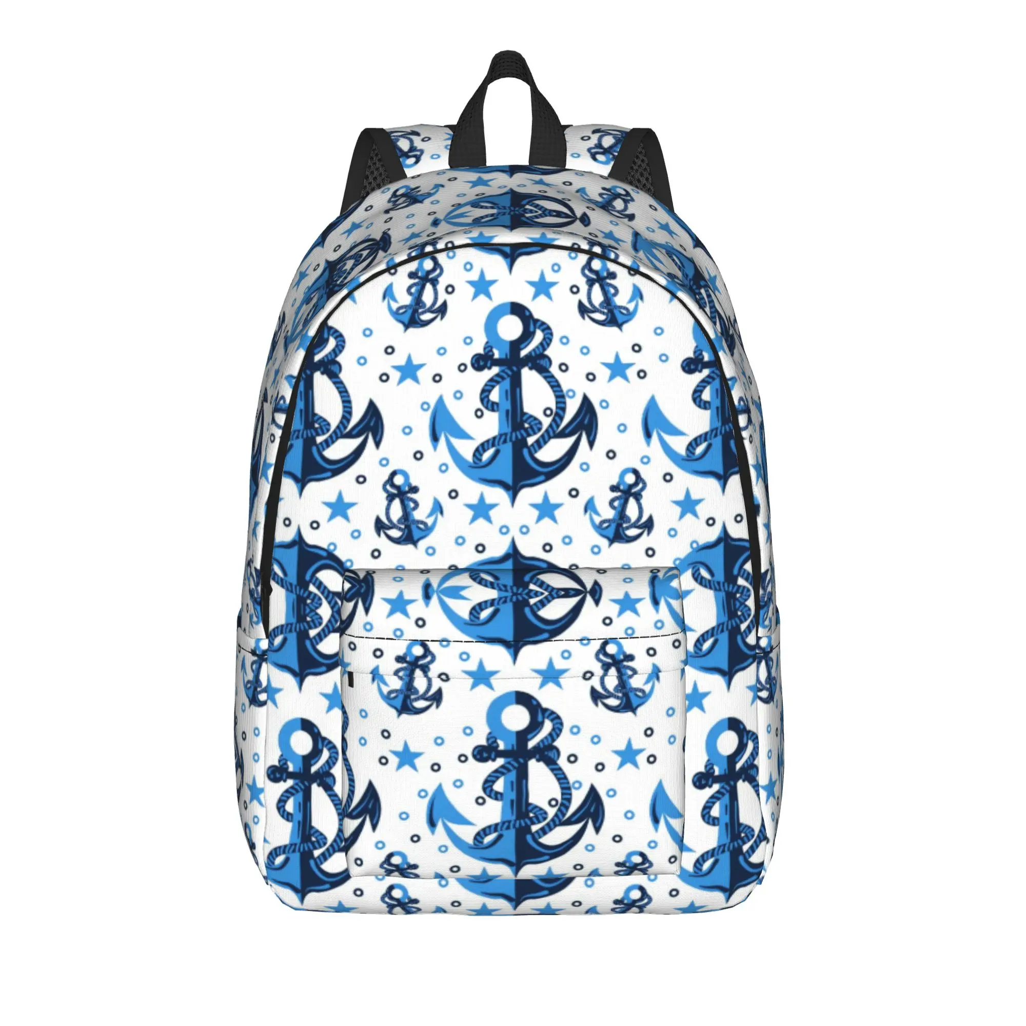 Anchor Blue Hand Drawn  Background Backpack  Funny Backpacks Youth Sport Big School Bags Designer Rucksack
