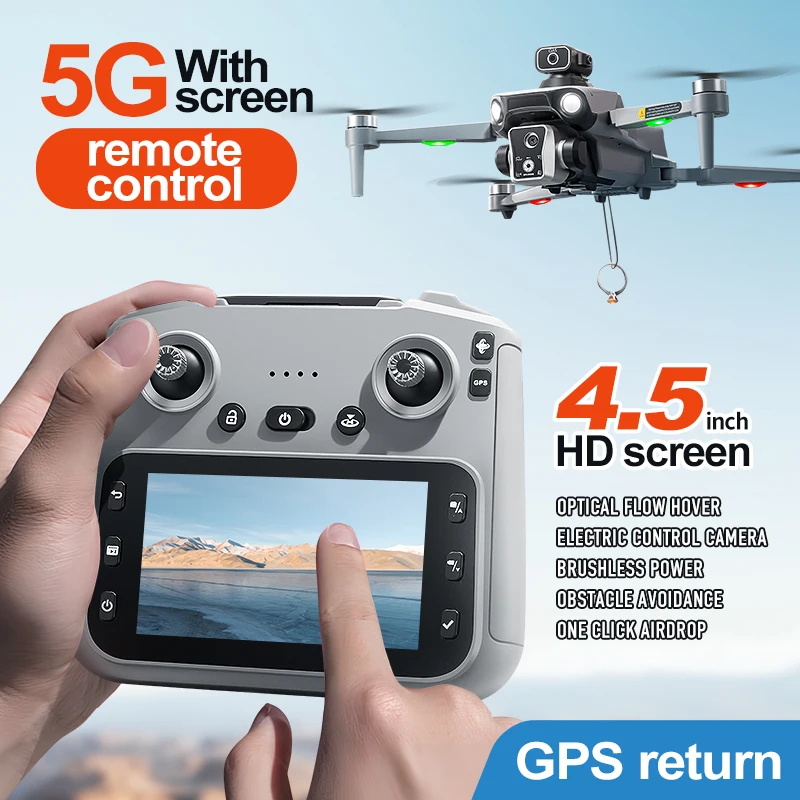 NEW RC Drone K19 MAX GPS Fishing Air Drop Automatic Turnaround 5G Screen Obstacle Avoidance Drone Professional Camera FPV Drones
