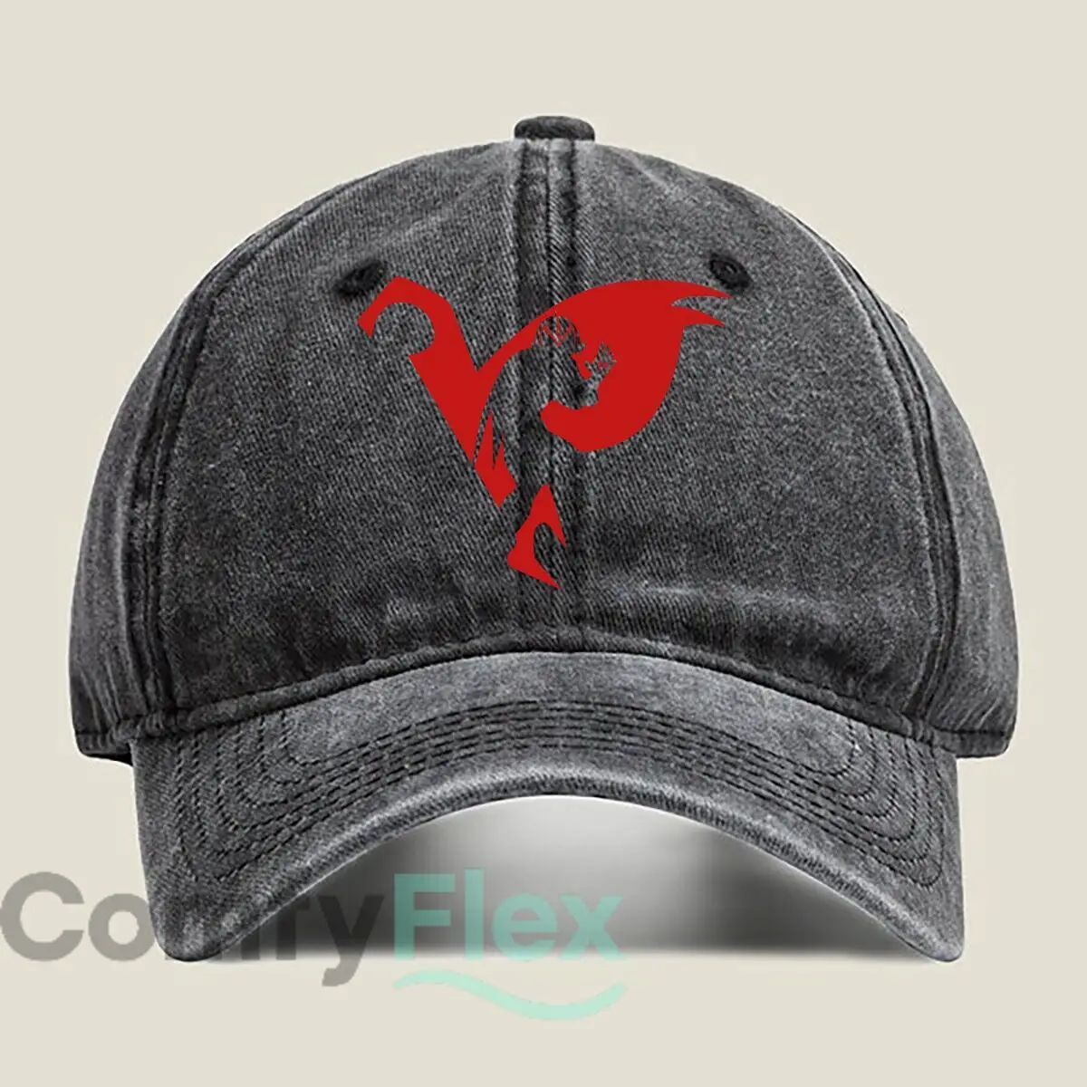 Red Phoenix Silhouette Fashion Washed Baseball Cap Outdoor For Womens Unisex Female Beach Dad Hat Hip Hop