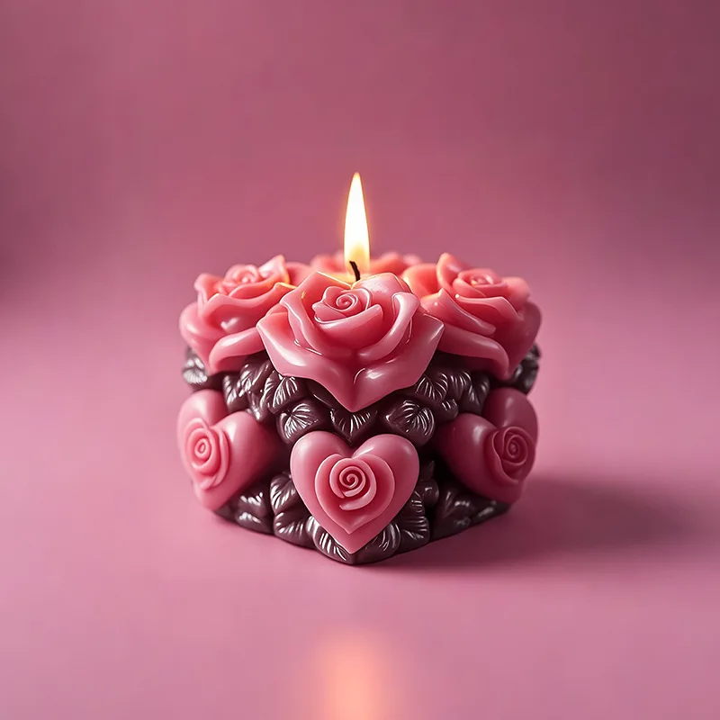 

Geometric Rose Love Candle Silicone Mold DIY Square Relief Flower Aromatherapy Ornament Handmade Soap Plaster Making Tool