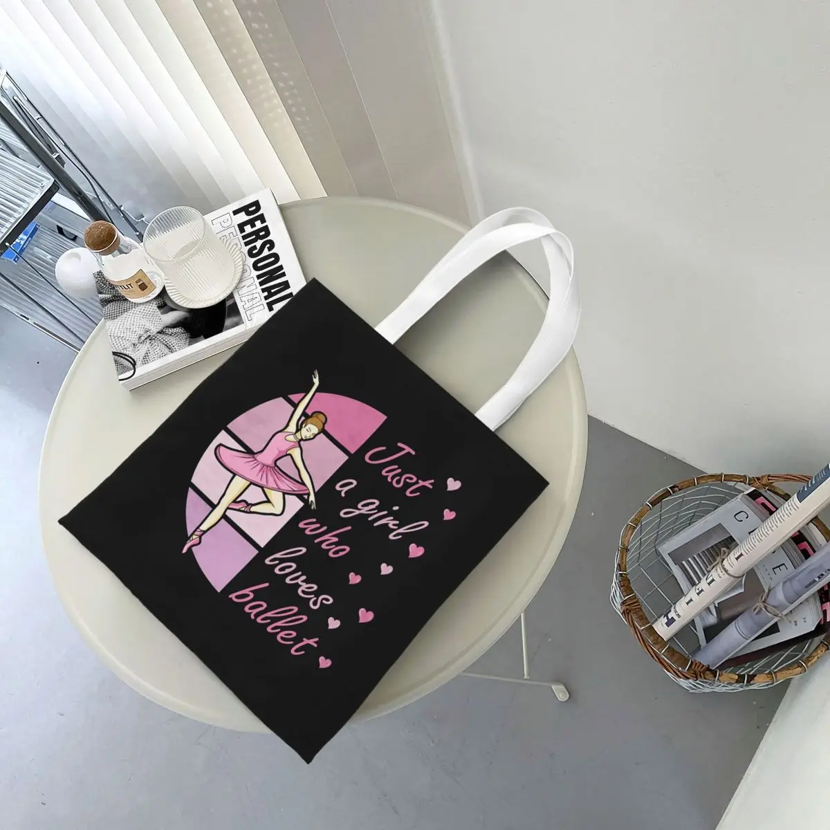 Ballet Dance Makes Me Free Ballerina Dancer Shopping Bags Canvas The Tote Bag Folding for Women Shoulder Tote Travel Handbag