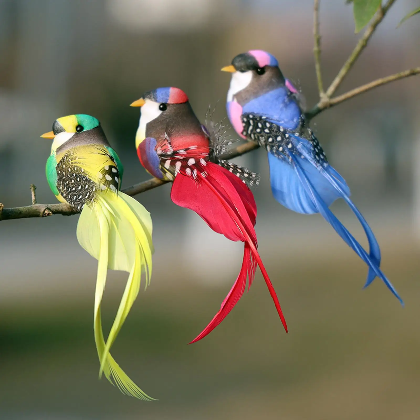 6 Pieces Artificial Bird Ornaments Clip on Festive for Branches Lawn Yard