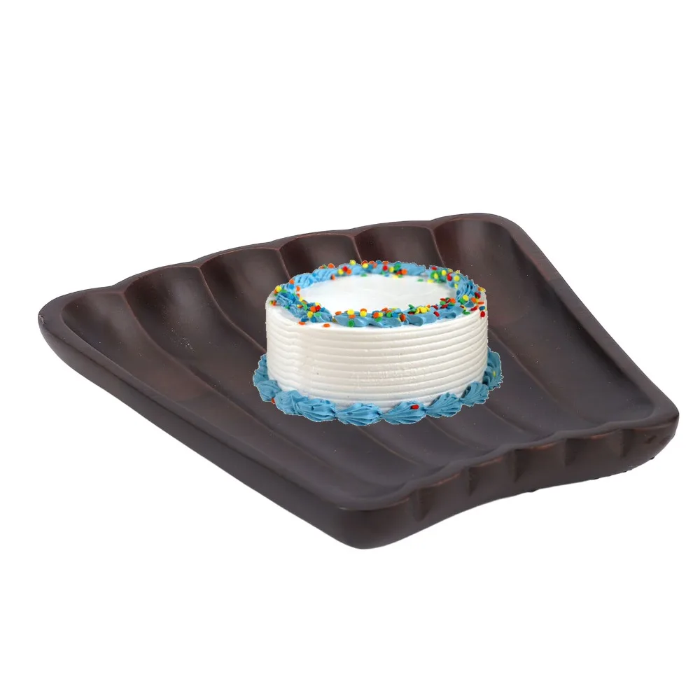 Solid Wood Serving Tray Irregular Outline Wood Texture Display Plate Thick Board Smooth Surface Storage Tray Table Decoration