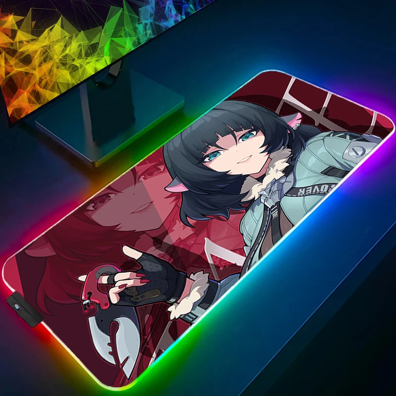 لوحة الماوس Gamer LED PC Computer Zenless Zone Zero Desktop Mat Jane Doe لوحة المفاتيح RGB Laptop Anime Gaming Accessories Mousepad