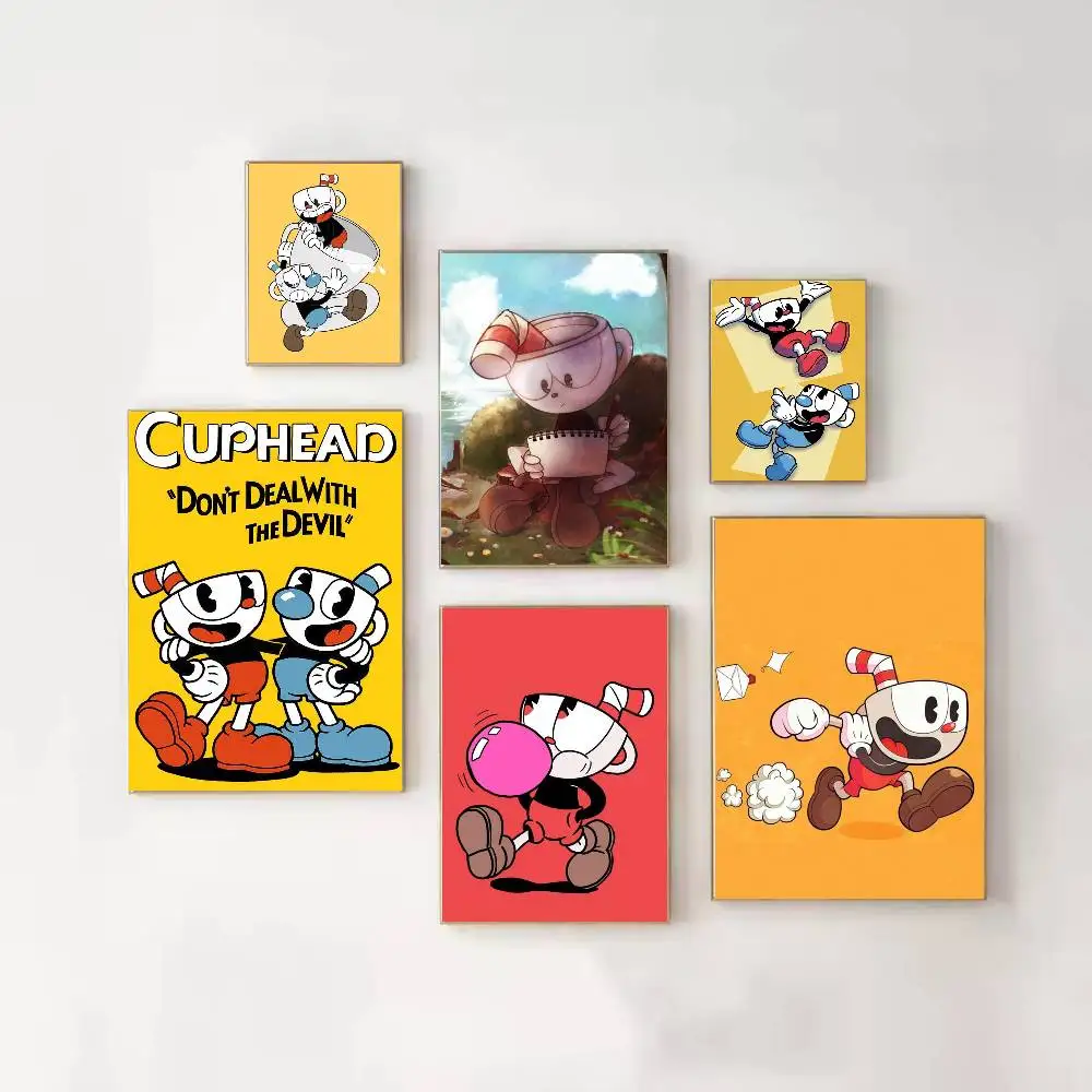 Póster del juego C-Cuphead, arte de pared versátil HD resistente al agua, decoración autoadhesiva para cualquier espacio, regalo ideal