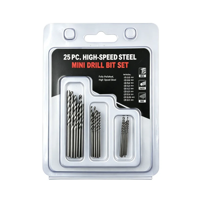 25Pcs HSS Mini Twist Drill Bits Set 0.5-3mm, High Speed Steel Micro Drill Kit for Wood Plastic PCB DIY Craft Model Drilling