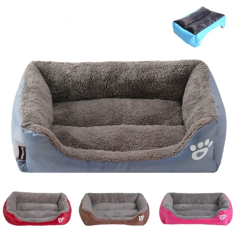 

S-3XL 9 Colors Paw Pet Sofa Dog Beds Waterproof Bottom Soft Fleece Warm Cat Bed House dog bed for small and large dogs